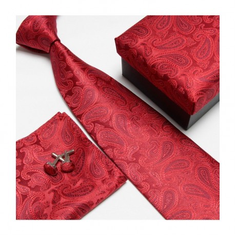 Kravatový set so vzorom červený ornament